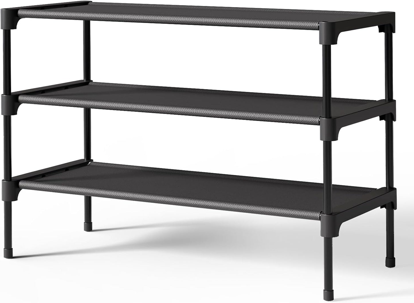 Kitsure Shoe Rack - Non-Woven Shoe Rack Shelf, Shoe Organizer for Closet, Entryway, Garage & Corridor, Stackable Shoe Shelves, 27.5" Wide - 3 Tier,..