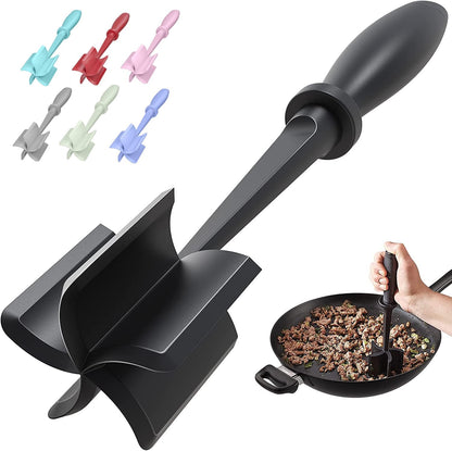 Meat Chopper, Hamburger Grinder, Premium Heat Resistant Smasher for Ground Beef, Burger Grinder Nylon Potato Mix Tool, Meat & Poultry Tenderizers-Black.