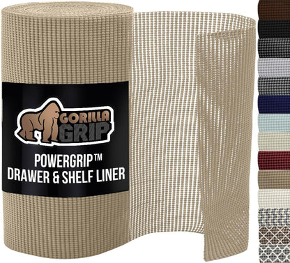 GORILLA GRIP powerGRIP Drawer Shelf and Cabinet Liner, Thick Strong Hold, Non-Adhesive Liners Protect Kitchen Cabinets and Cupboard, Bathroom Drawers, Easy