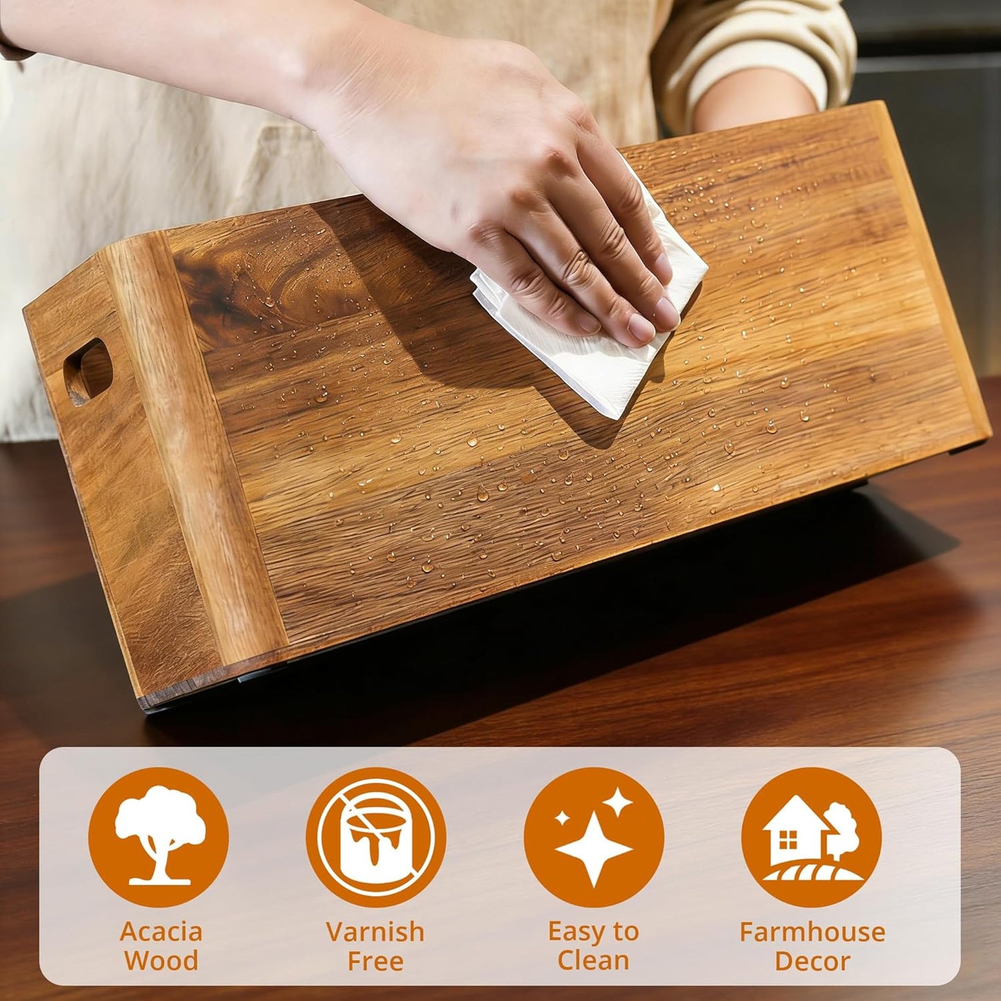 HousewoW Wooden Utensil Holder for Kitchen Counter, Cooking Utensils Holder .