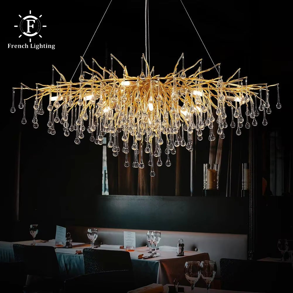 Nordic Luxury Gold Chandeliers for Living Room K9 Crystal Chandelier Fixture LED Lighting Decor for Bedroom Cloth Shop